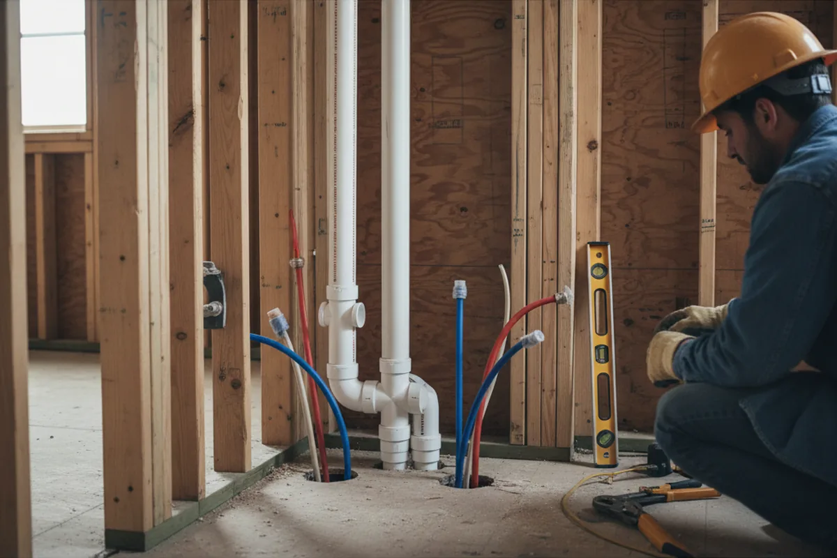 Drain and supply rough-in during Drain Cleaning in Beech Island